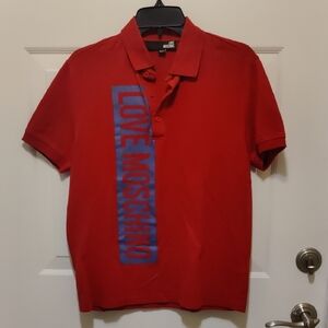 Love Moschino Vibrant Red Polo with Blue Logo